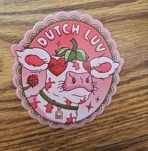 Dutch Bros Dutch Luv Cow Strawberry Sticker